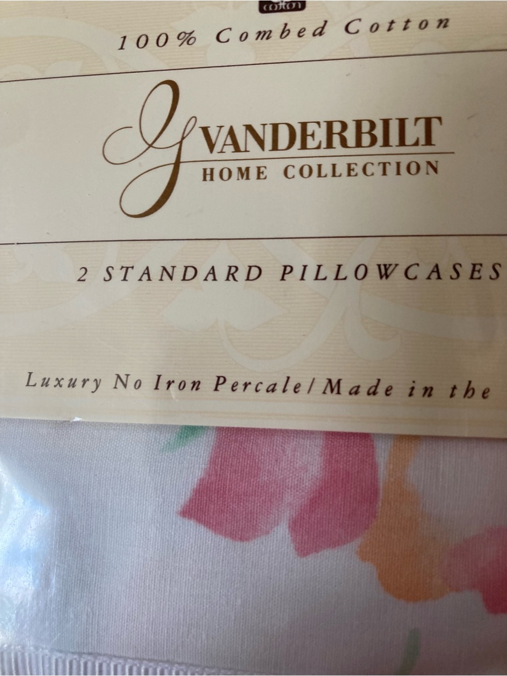 Gloria Vanderbilt Pink Floral Standard Pillowcases - Set of 2 Combed Cotton